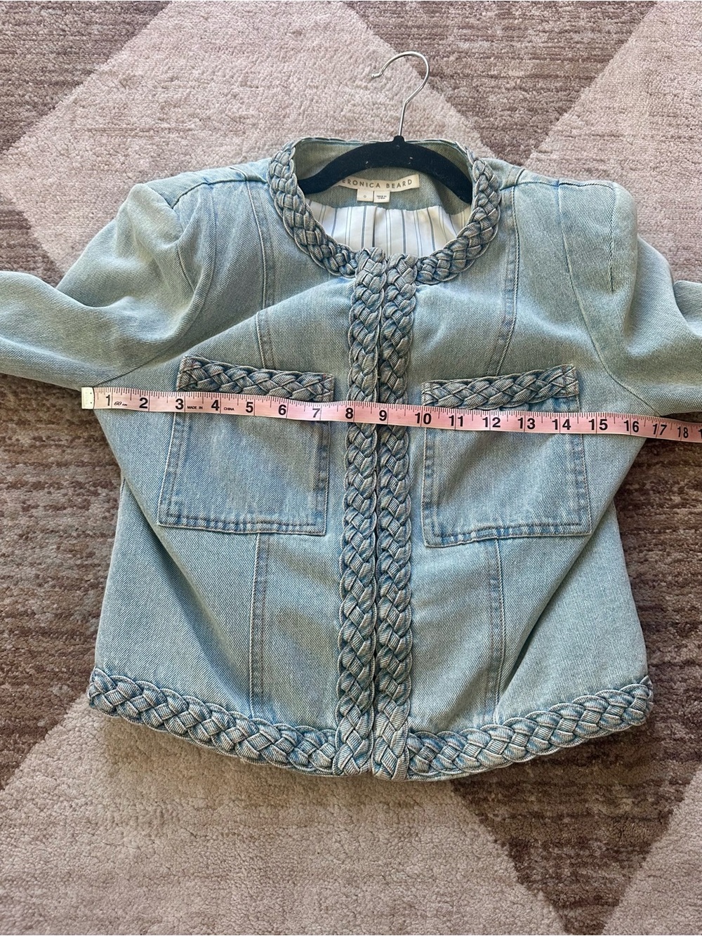 Veronica Beard Arrowe Jacket Glazier Braided Denim Jacket Size 0 - Picture 8 of 11